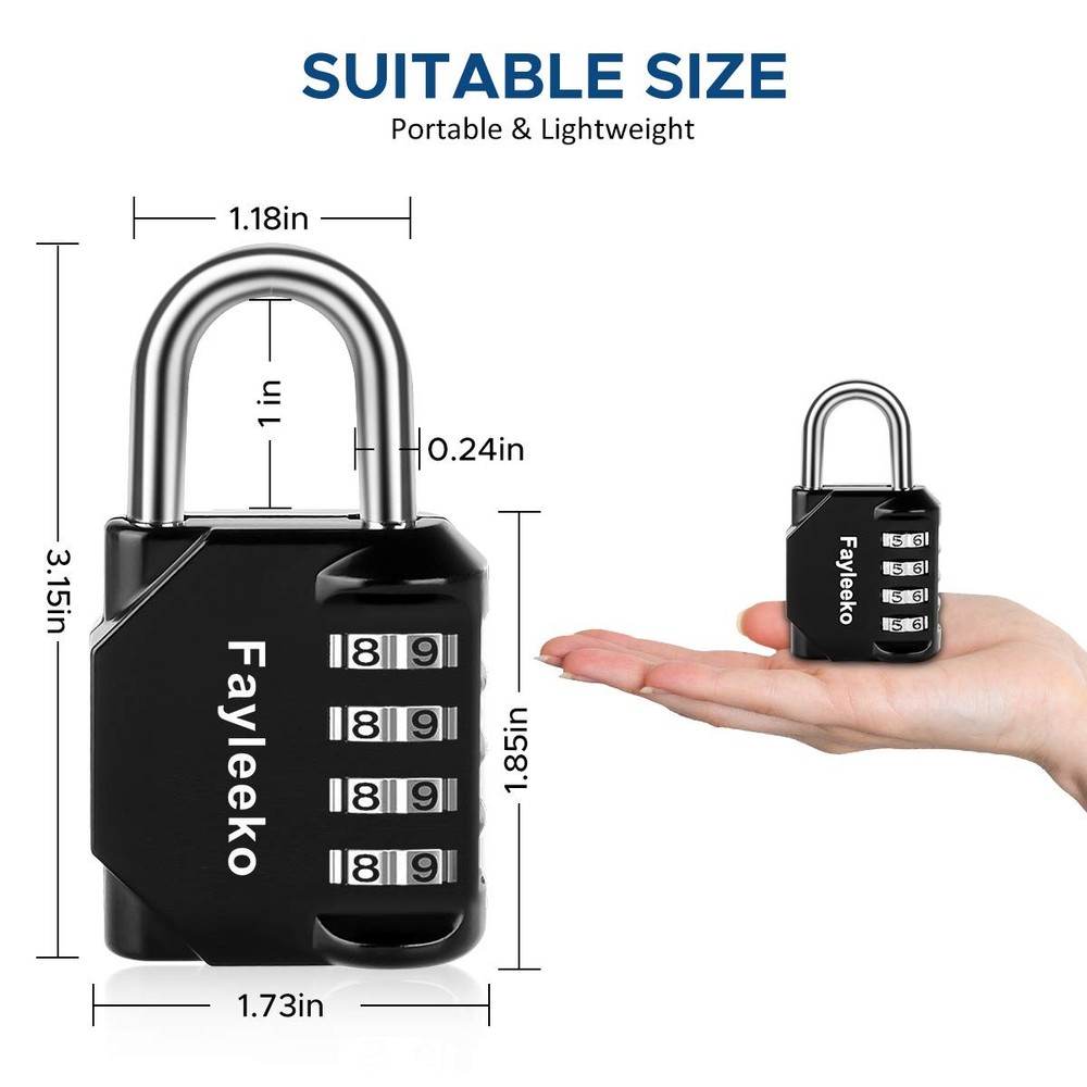 4-Pack Combination Lock 4-Digit Padlock for School Gym Locker Toolbox Case