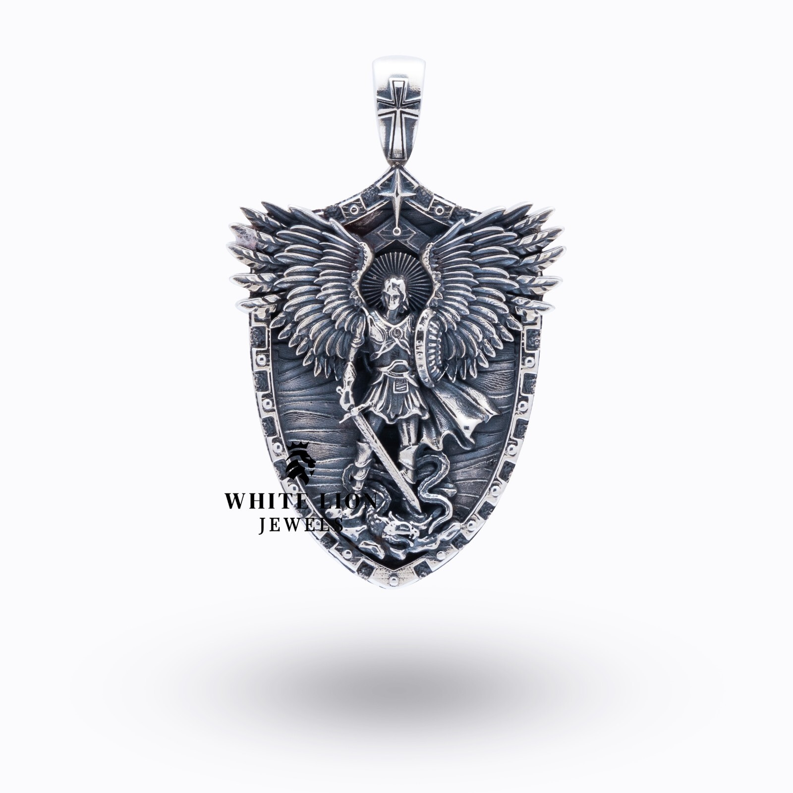 St Michael Archangel God Army Commander Orthodox Shield Pendant 925 Silver Gift