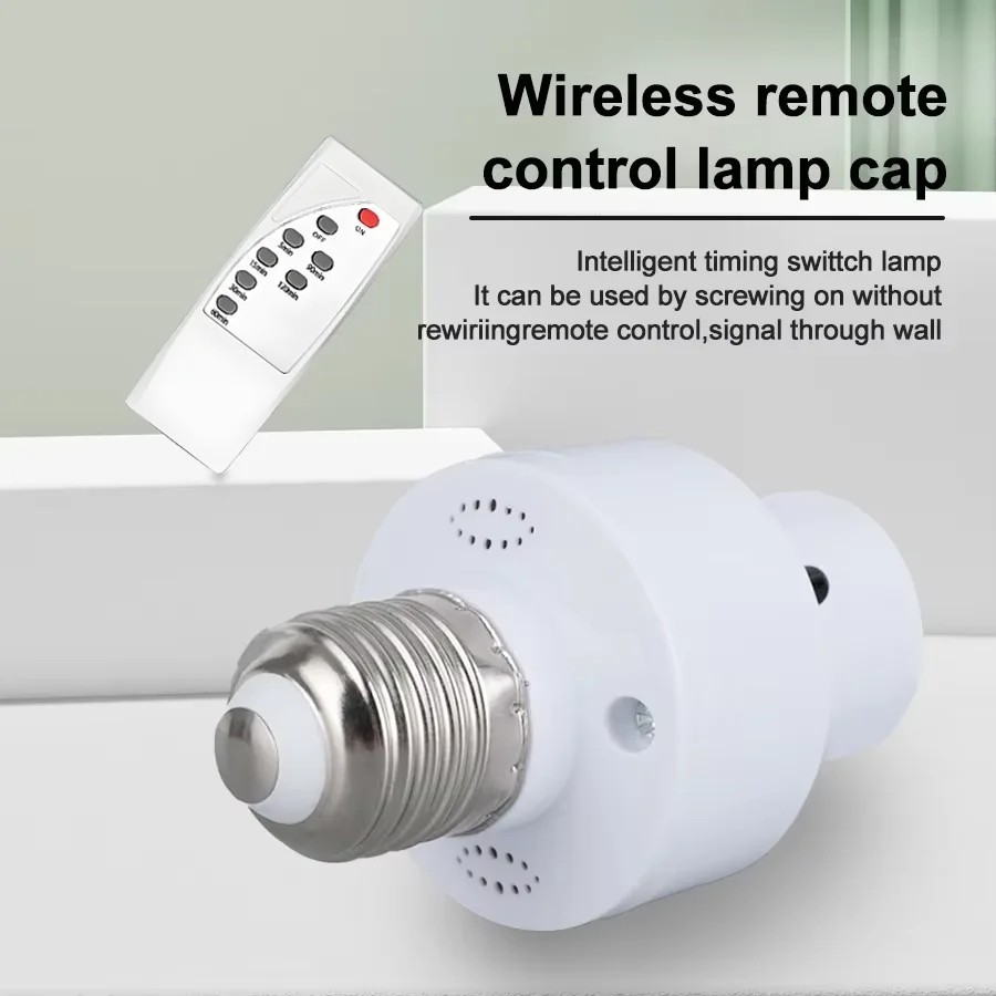 Wireless Remote Control Light Lamp E27 Screw Bulb Base Holder Cap Socket Switch