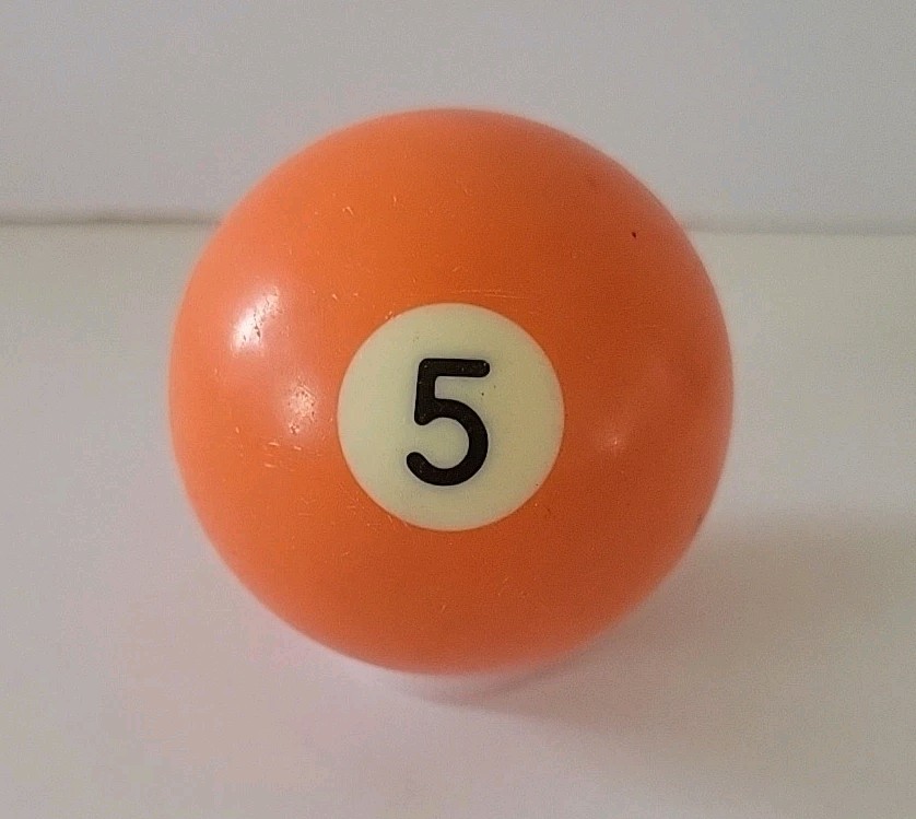 Vintage No. 5 Solid Orange Pool Ball Billiard 2" Replacement (B)