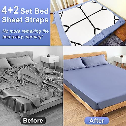 Bed Sheet Straps Fitted Bed Sheet Fasteners Clips Adjustable 6 Pack Black
