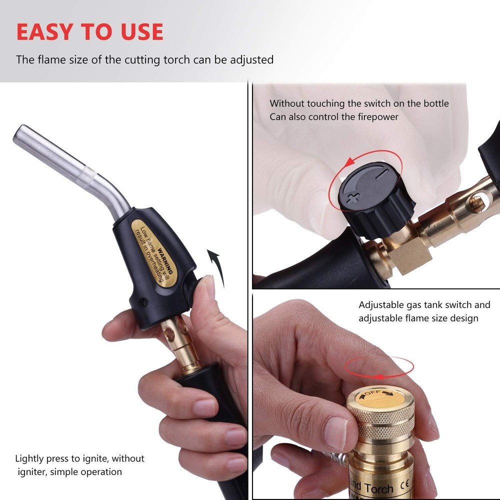 Lightweight Brass Welding Torch with Safety Hook - Quick Ignition & 60" Hose