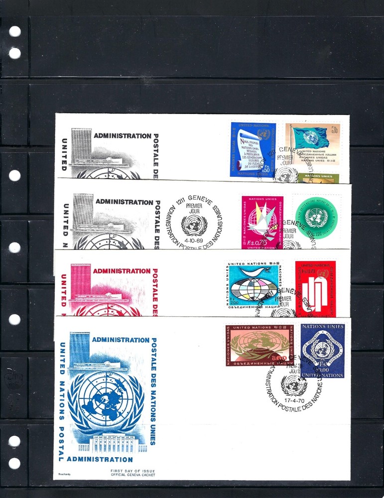 1969/1970 Geneva Definitive First Issue Combo FDC's - UNPA Cachet (769)