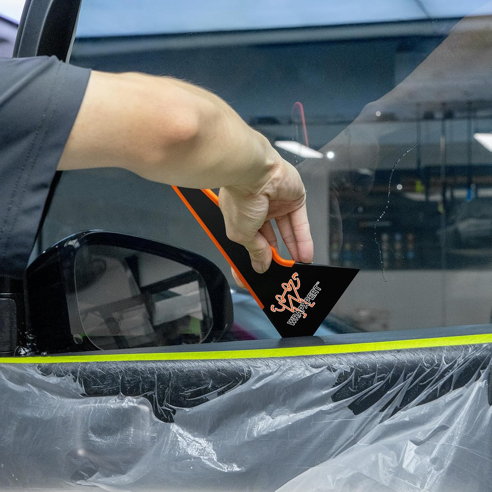 Window Tint Squeegee, Triangle Contour Tint Squeegee, Long Handle Scraper Tool f