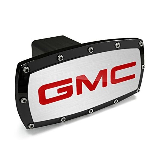 GMC in Red Black Trim Billet Aluminum Tow Hitch Cover