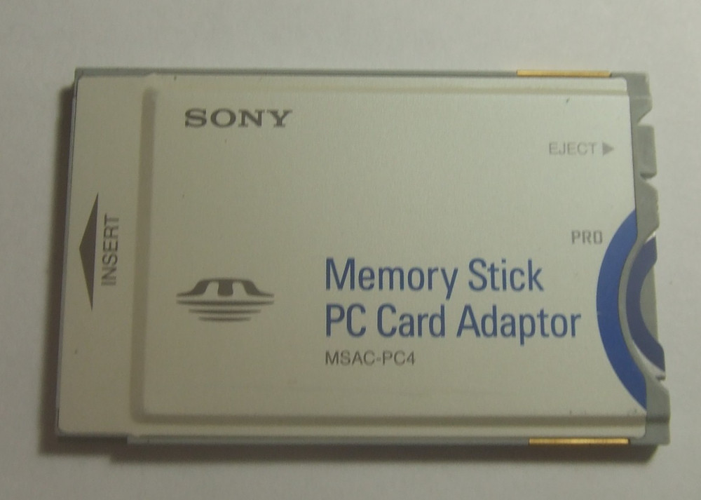 Sony Memory Stick PC Card Adapter MSAC-PC4 w. Memory stick duo adapter