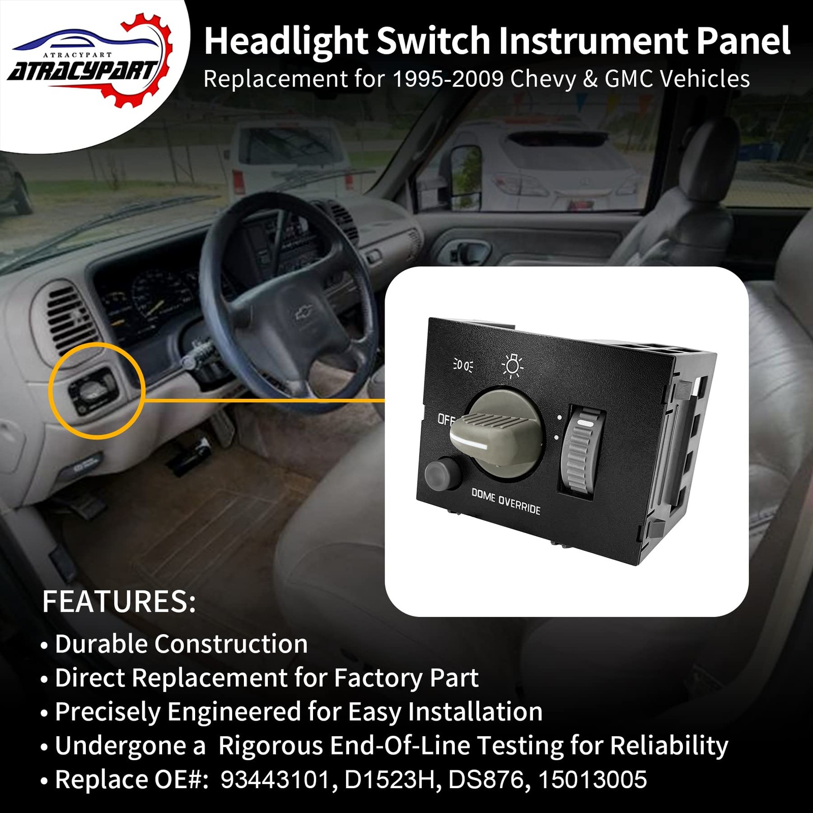 Headlight Switch Dimmer Control Fits Chevy GMC 1995-2009 Replacement