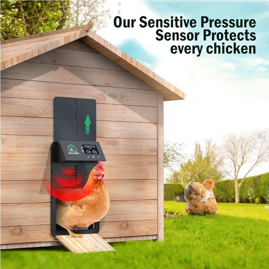 Automatic Chicken Coop Door with Light Sensor & Timer Control - Multi-Mode...