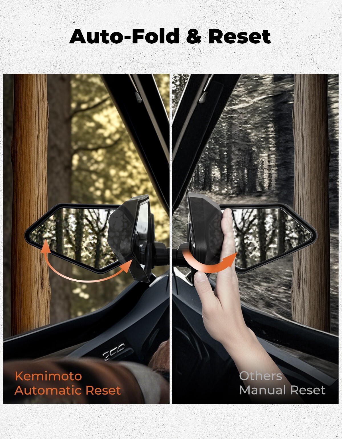 UTV X3 Side Mirrors Spring Back Feature for 2017-2025 Can Am Maverick X3& X3 Max