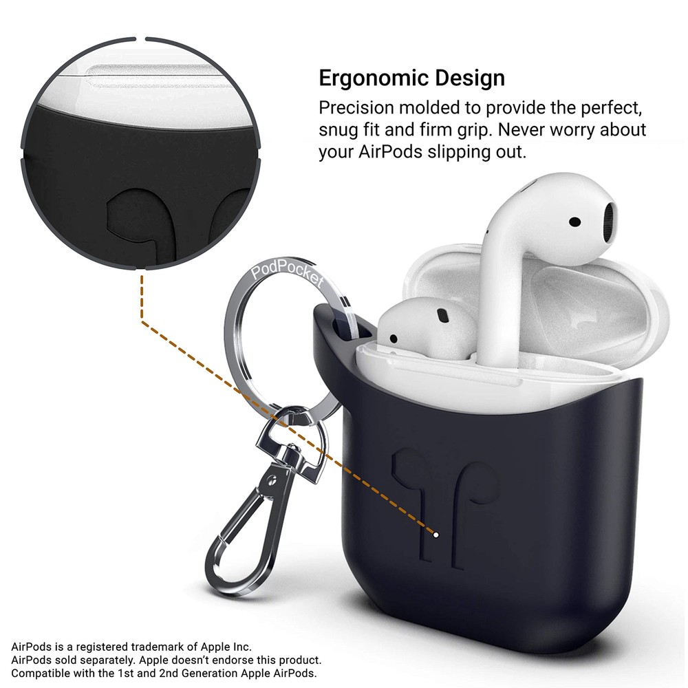 PodPocket Scoop AirPod Storage Case with Protective Translucent Silicone and