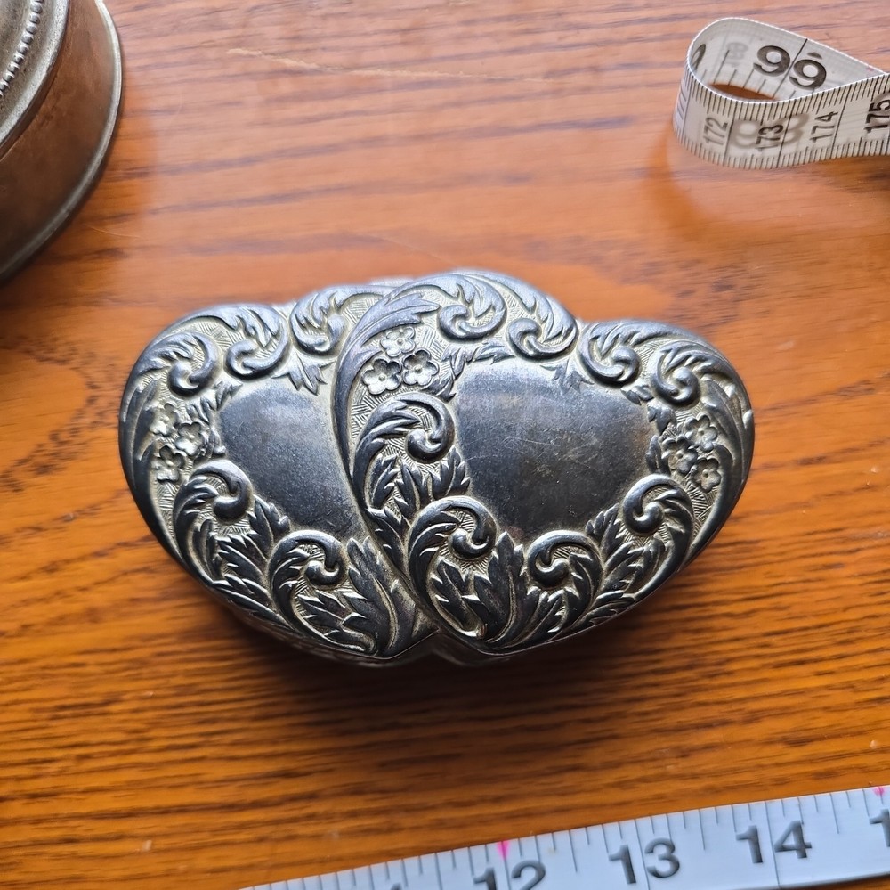 Ornate Silver-Plated Vintage Lidded Trinket Boxes Lot Of 5