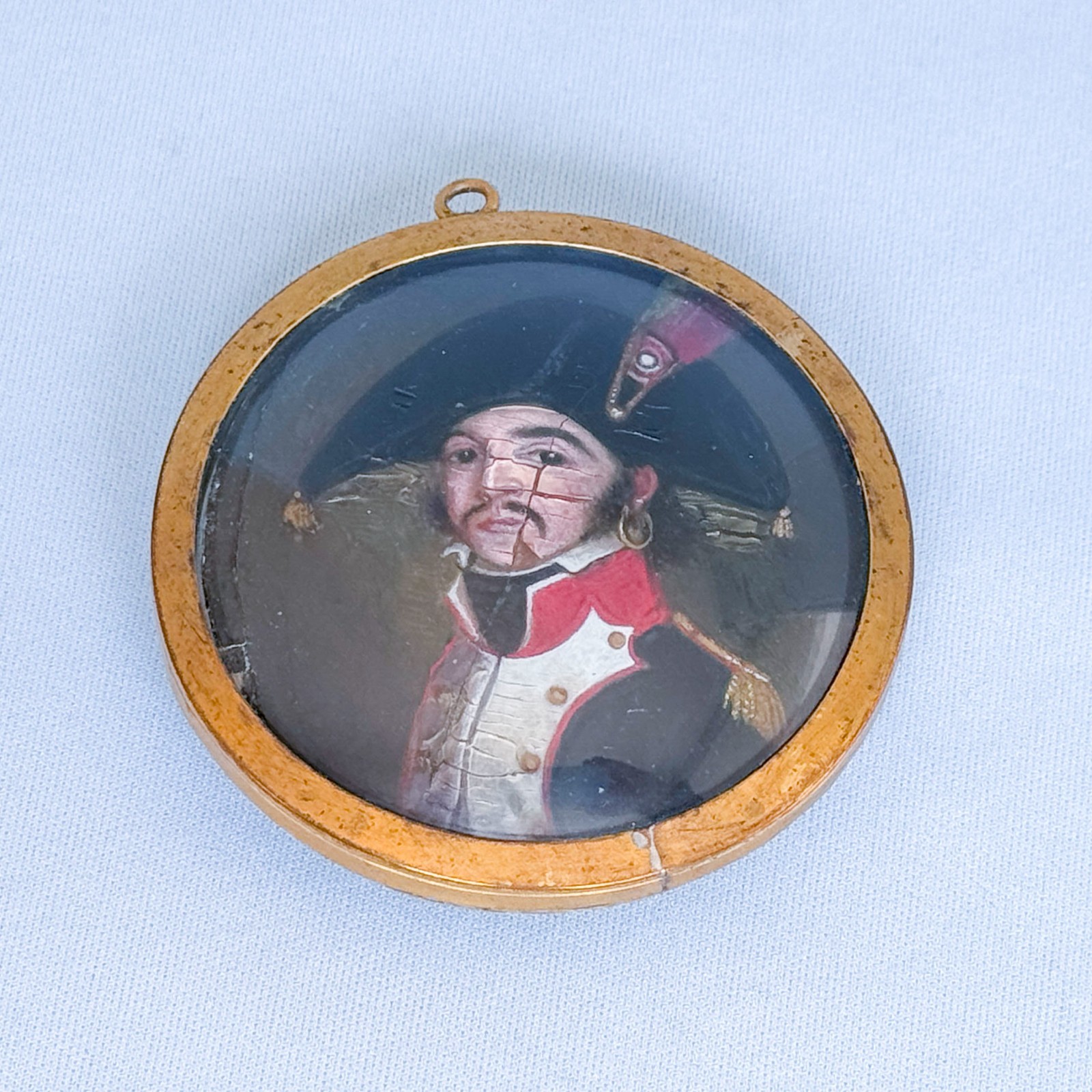 Rare Original 18thC Hand Painted Portrait Soldier French Revolution