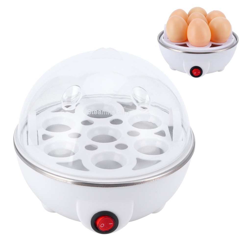 Mini Single-Layer Egg Cooker White 110V US Plug Multifunctional