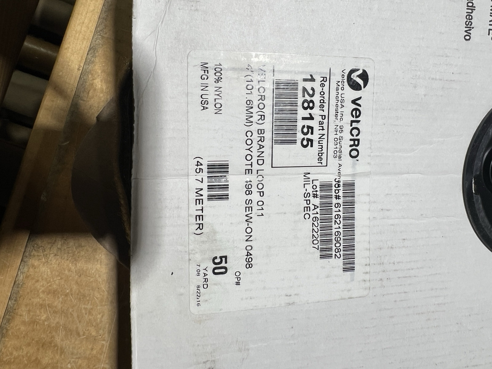 4” VELCRO® Brand MIL-SPEC Coyote 498 Hook and Loop - SEW-ON TYPE - 1 YARD