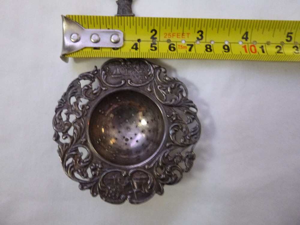 Vintage Dutch Silver Tea Strainer Spoon Windmill