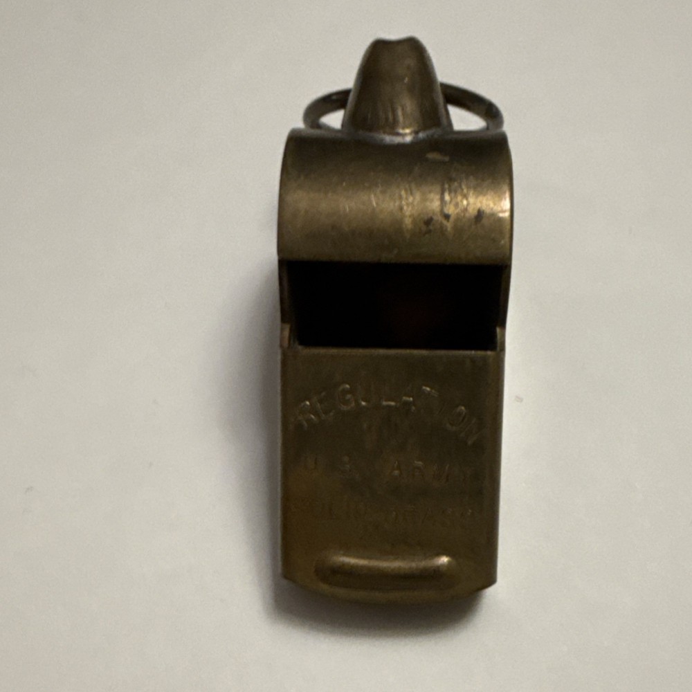 WWII U.S. Army Regulation Solid Brass Whistle Original Militaria