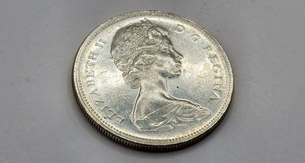 1966 Canada 1 Dollar Silver Coin - Large Beads - KM#64.1