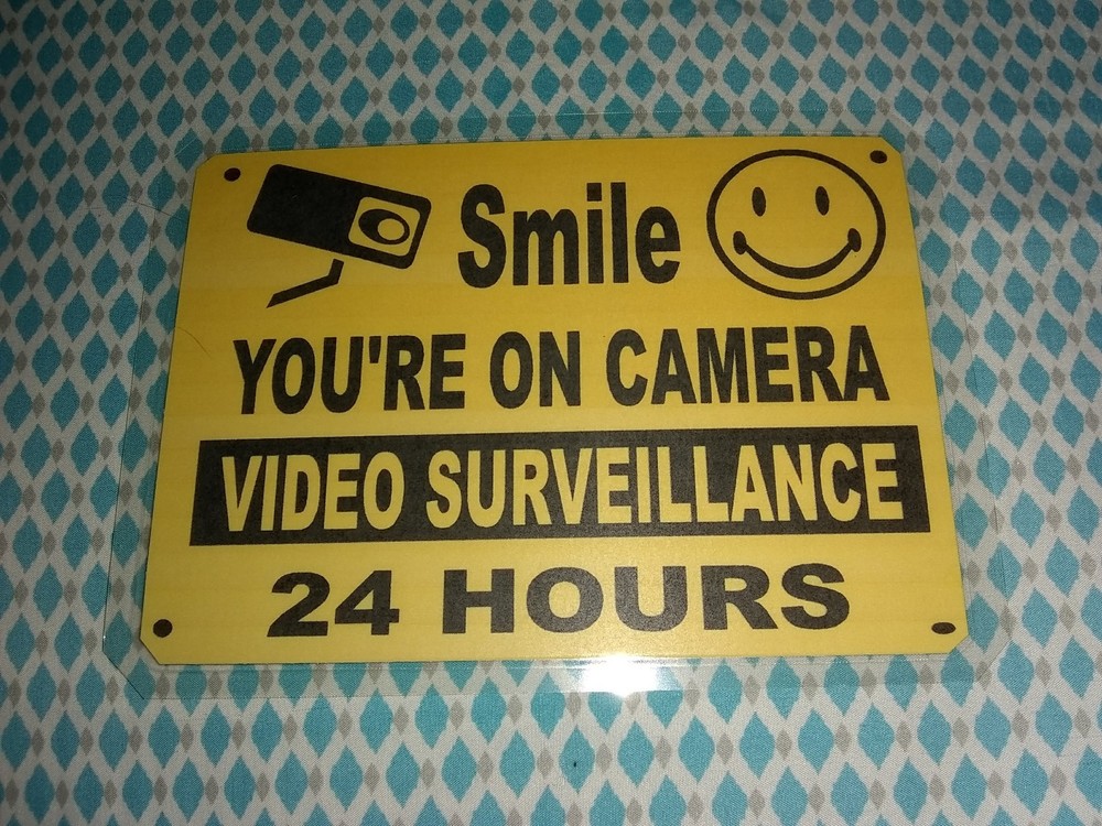 Smile You're on Camera Sign, 7" wide x 5" height