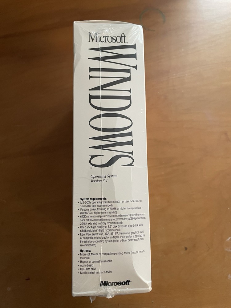 Microsoft Windows 3.1 Retail Box Floppy 3.5" Sealed