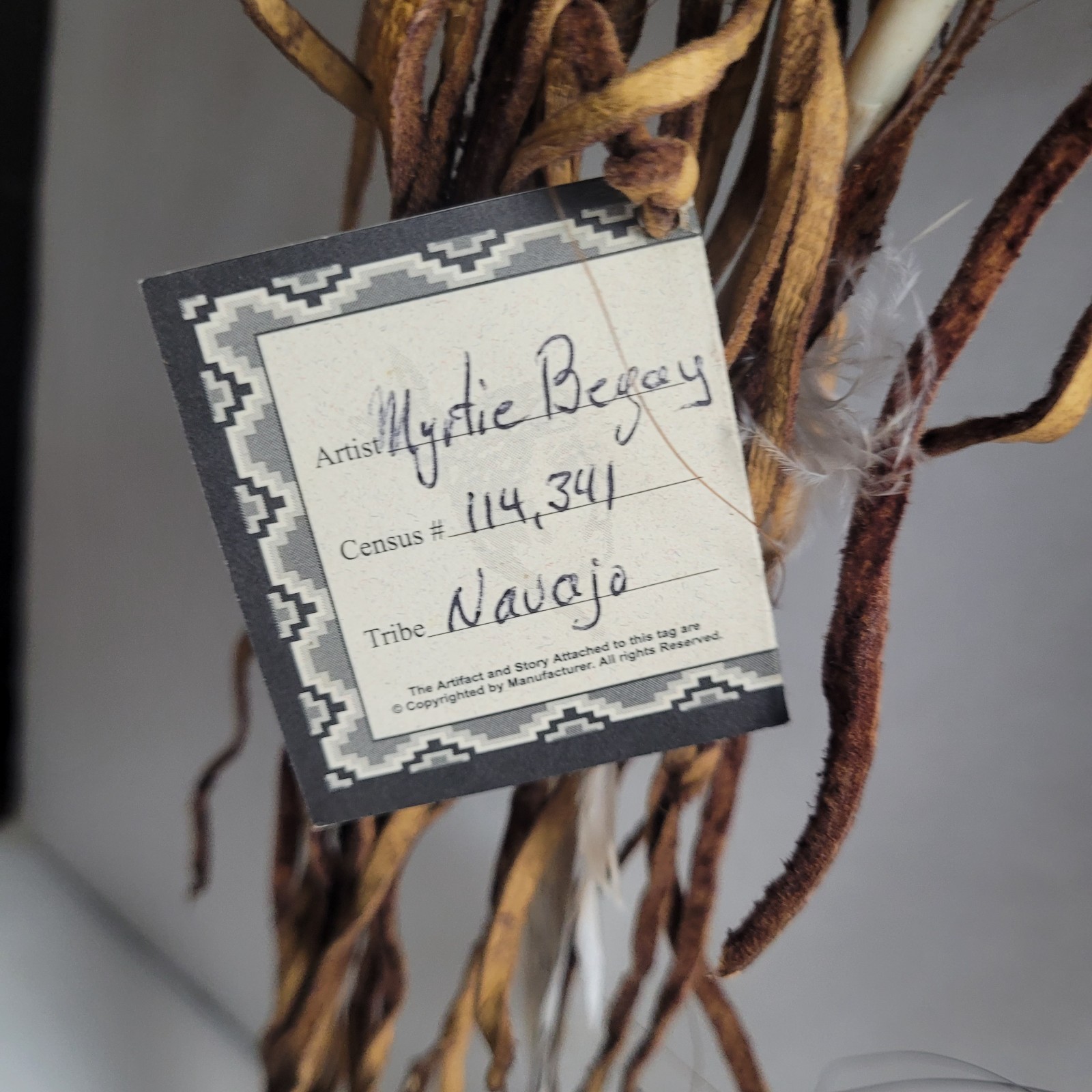 Vintage 20" Authentic Navajo Peace Pipe Made by Myrtie Begay