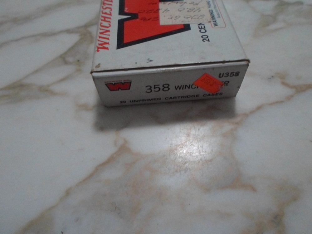 Vintage Winchester Western 358 Win Unprimed Case Empty Box