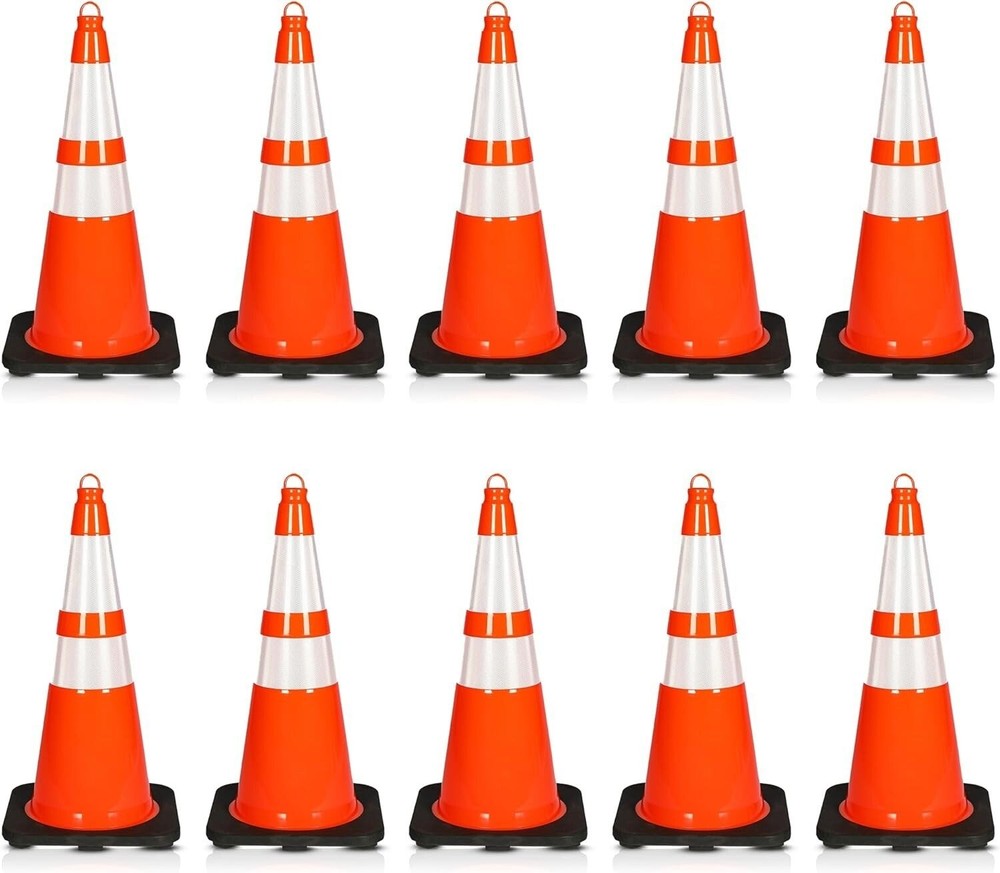 Pyle 28" PVC Cone - 10 Pieces High Visibility Structurally Stable (Orange)