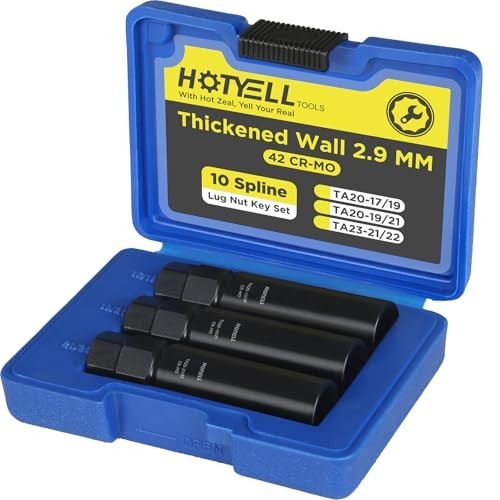 10-Spline Lug Nut Key Set - Thicker Wall, Break-Resistant Wheel Socket Tool, 3-P