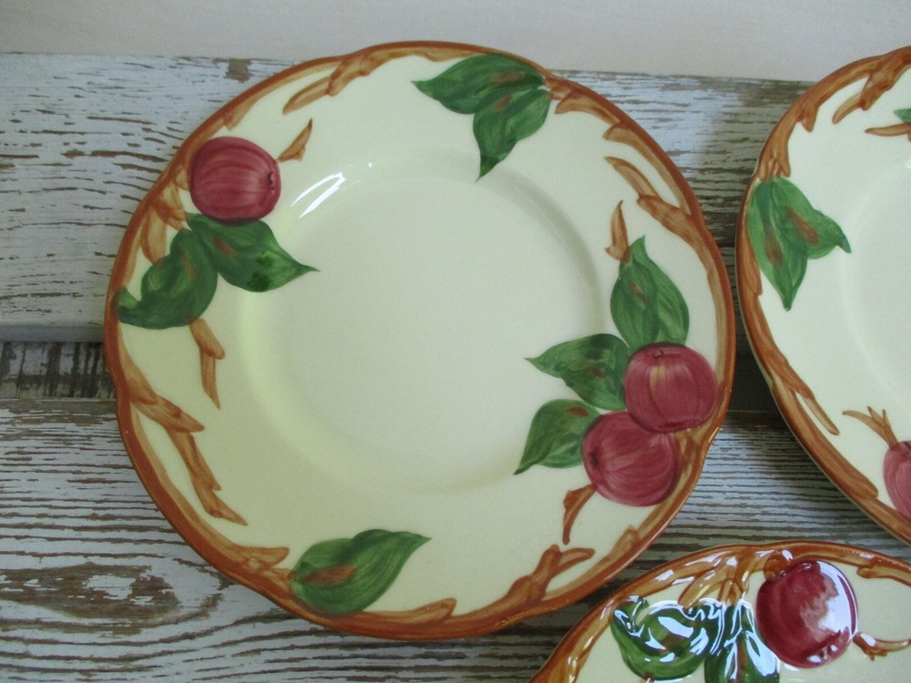 (5) Franciscan Earthenware USA 6" Bread Dessert Side Plates Apple Pattern