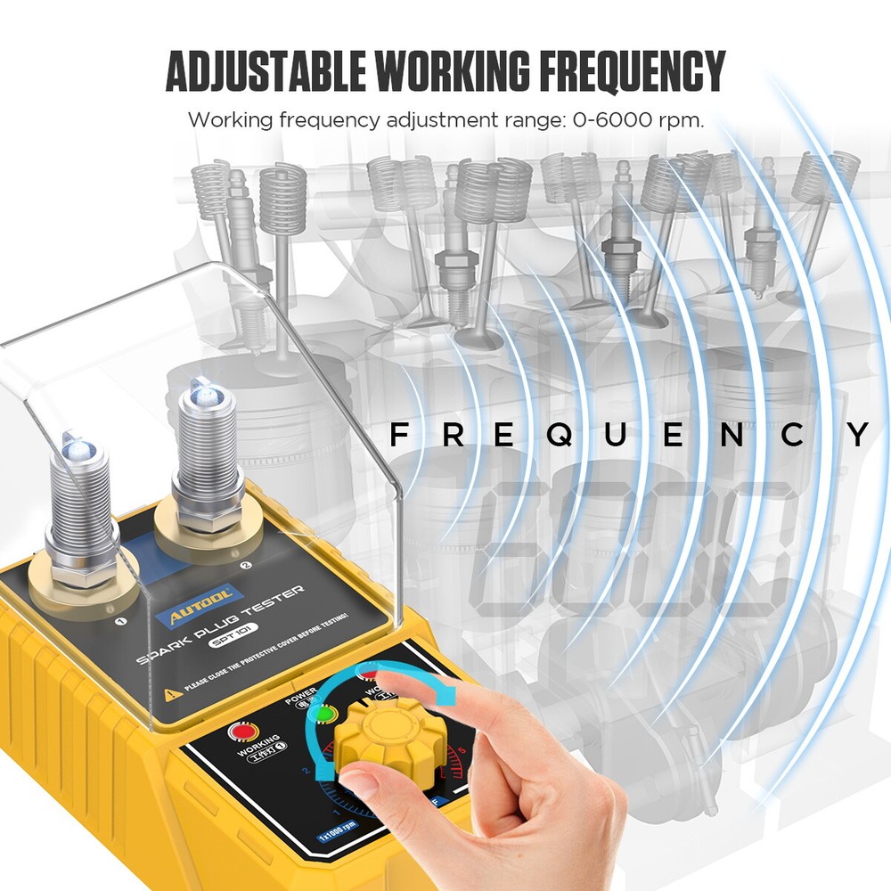 AUTOOL 12V Car Spark Plug Tester Adjustable Dual Hole Ignition Diagnostic Tool