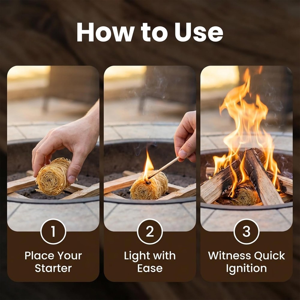 15PCS Quick Ignite Fire Starter - Fire Starter Rolls for BBQ Fireplace, Charcoal