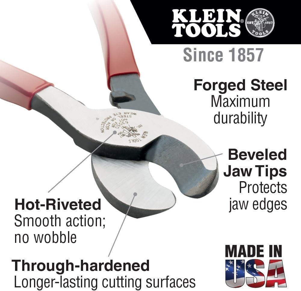 Durable Klein Cable Cutter - Lightweight, Made in USA, for Precision Cutting