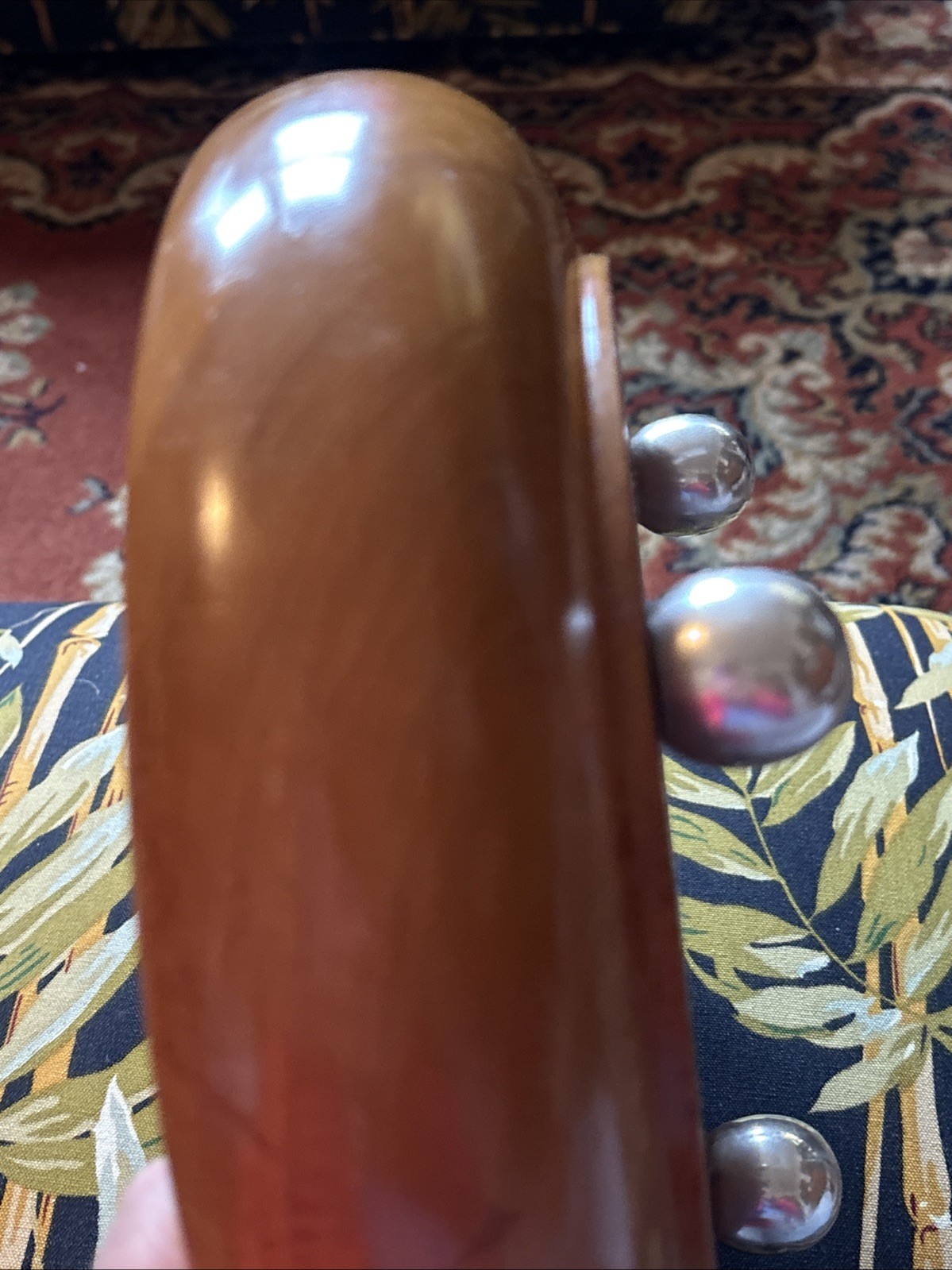 Solid Wood Salad Bowl 3 Sterling Silver Ball Feet Beautiful 9.5”