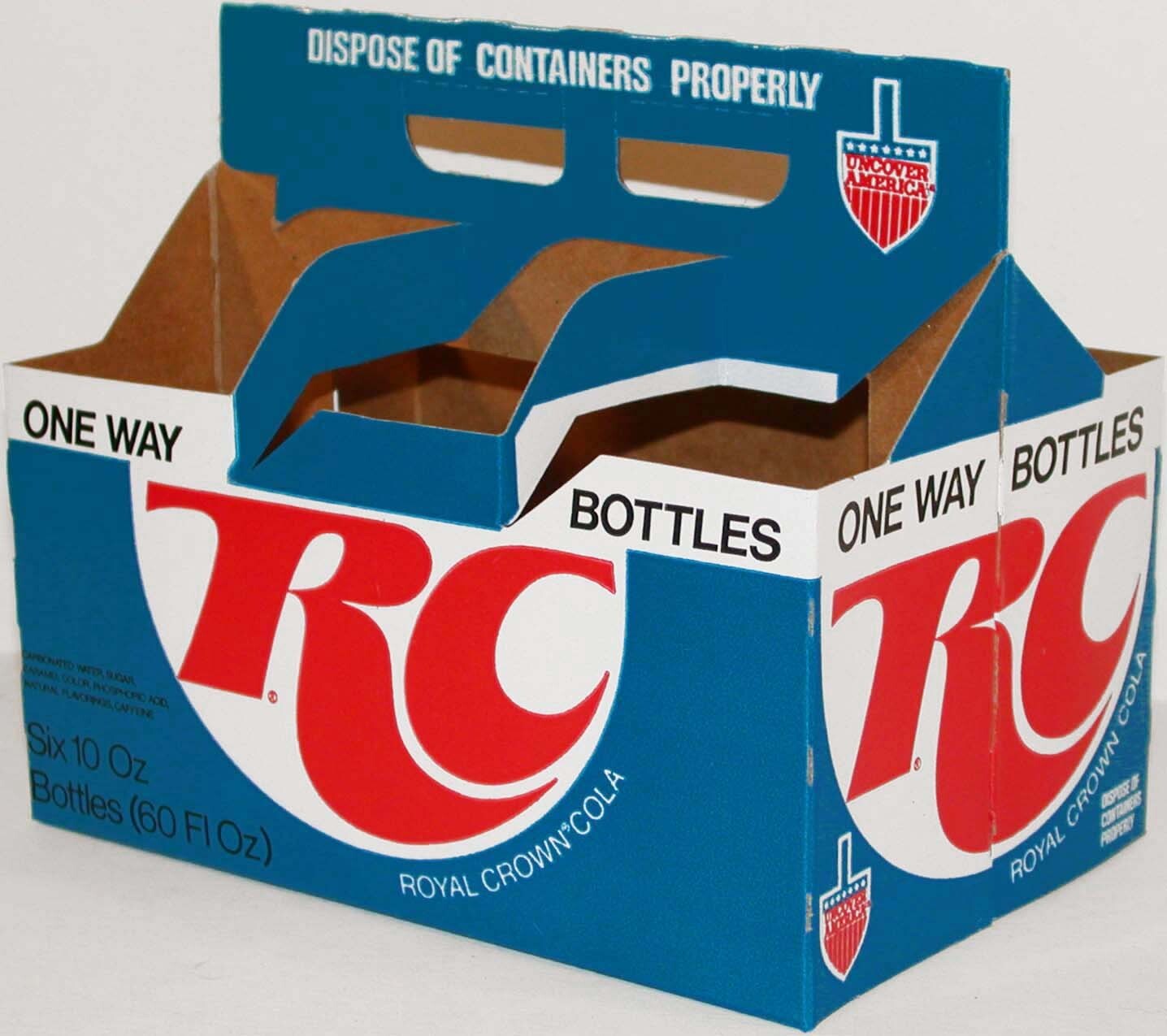 Vintage soda pop bottle carton RC ROYAL CROWN COLA One Way Bottles new old stock