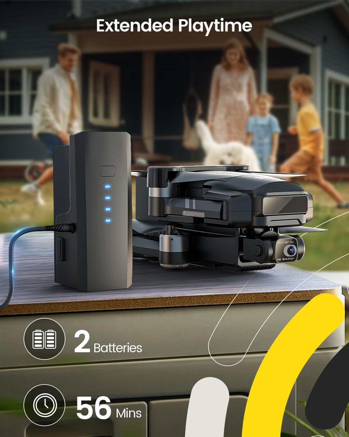 Holy Stone HS600 2-Axis Gimbal Drone with 4K EIS Camera 5G Brushless Motor 56Min