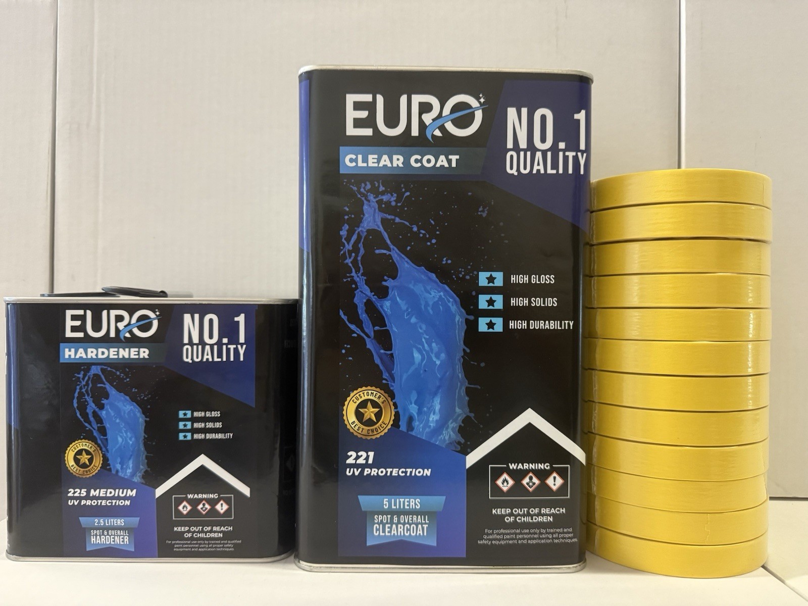 2K Euro 2:1 Clear Coat 54% High Solids Medium Hardener Air Dry 7.5 Liter Kit UV