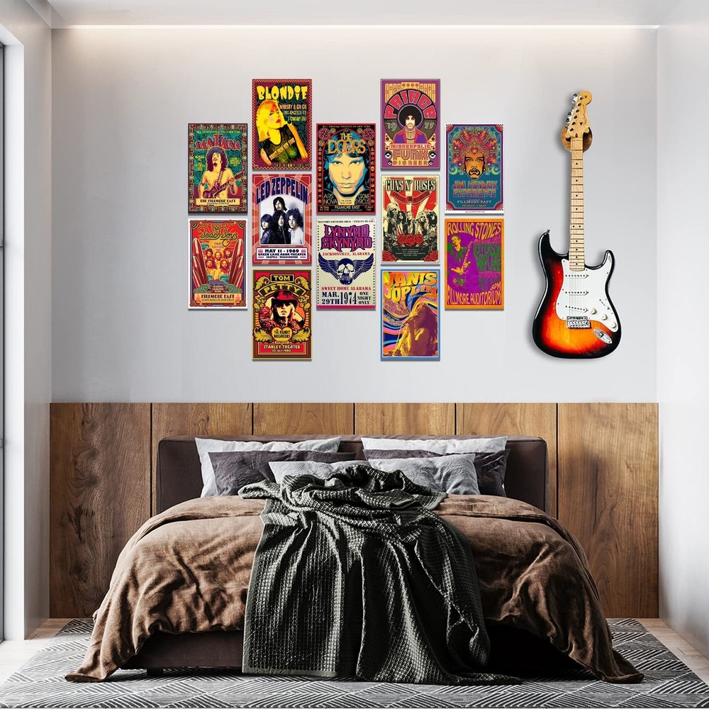 Woonkit Vintage Rock Band Posters for Room Aesthetic, 70s 80s 90s Retro Music...