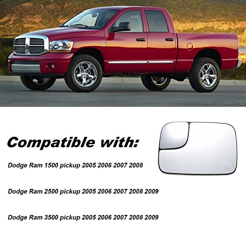 Heated Mirror Glass Left Driver Side Compatible with Dodge Ram Driver Left Side