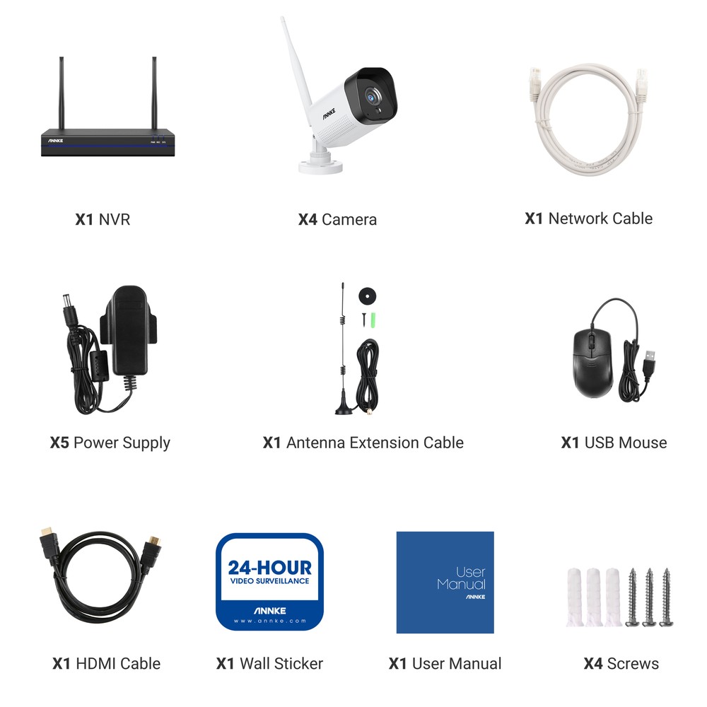 ANNKE Wireless 8CH NVR 5MP Security Camera System Two Way Audio Human Detection