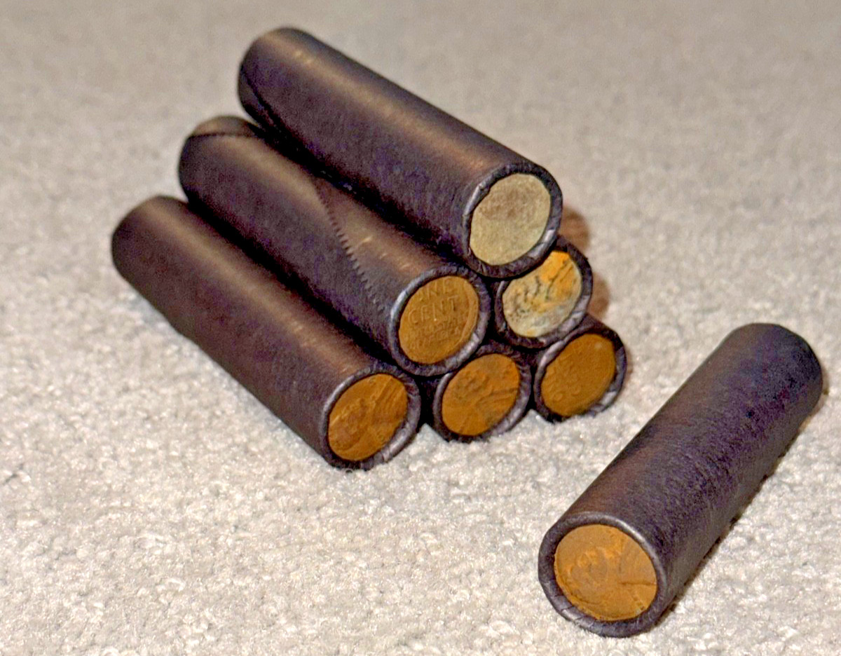 wheat penny black roll lincoln cent unsearched mixed dates mint marks bu