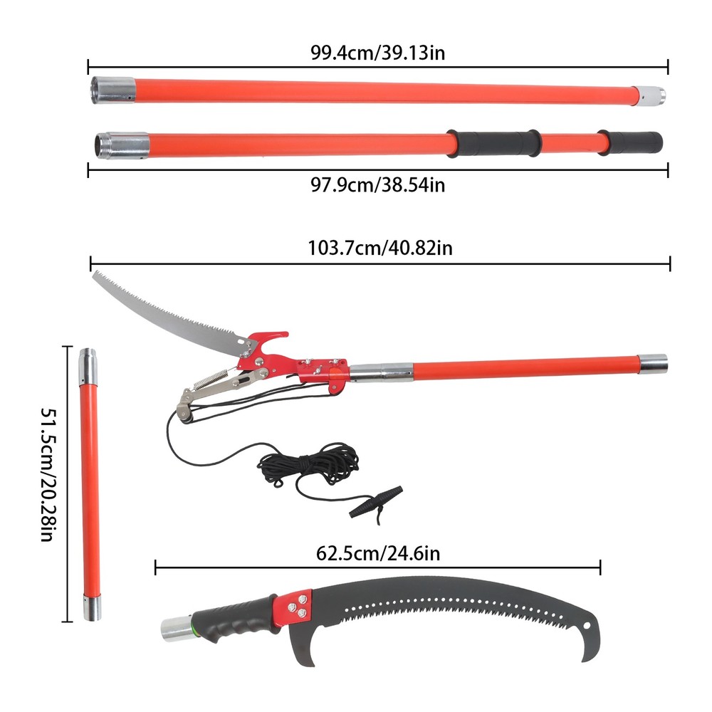30ft Pruner Saw Combination Extendable Tree Trimmers Section 9 Orange New