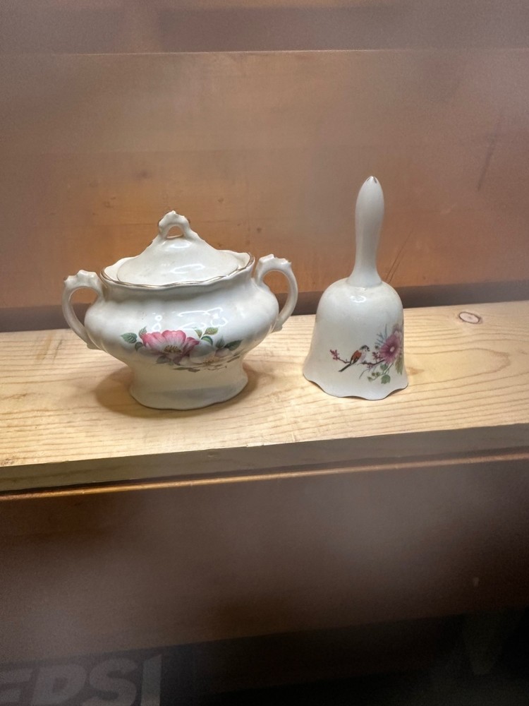 Vintage Sugar Bowl and Servant Bell