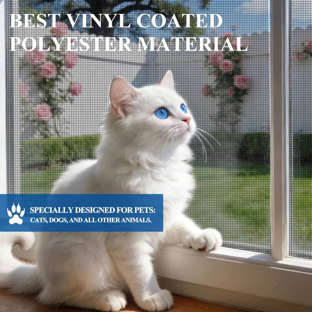 MAGZO Pet Proof Window&Door Screen Replacement Kit 48x99 Vinyl Coated Polyester