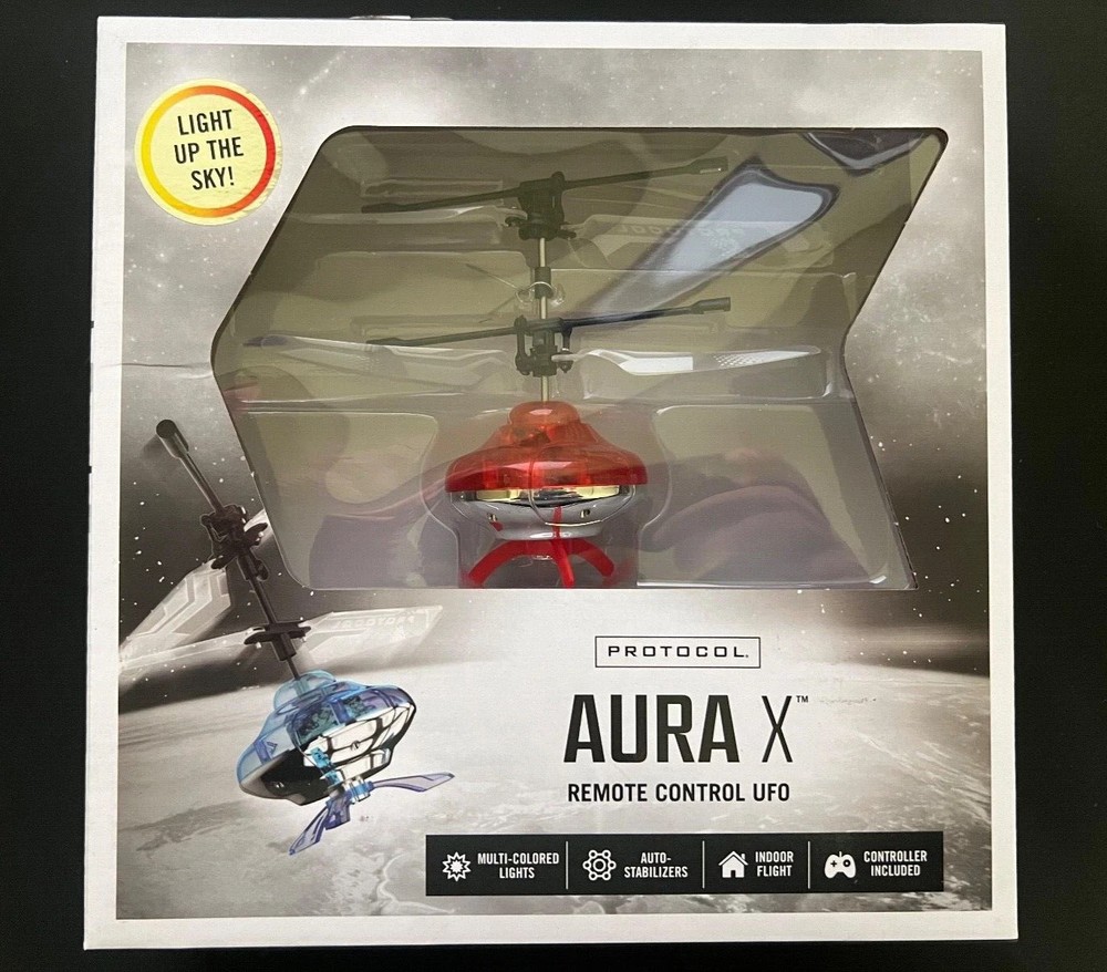 Protocol Aura X Remote Control RC UFO w/ Multi- Colored Lights Auto-Stabilizers