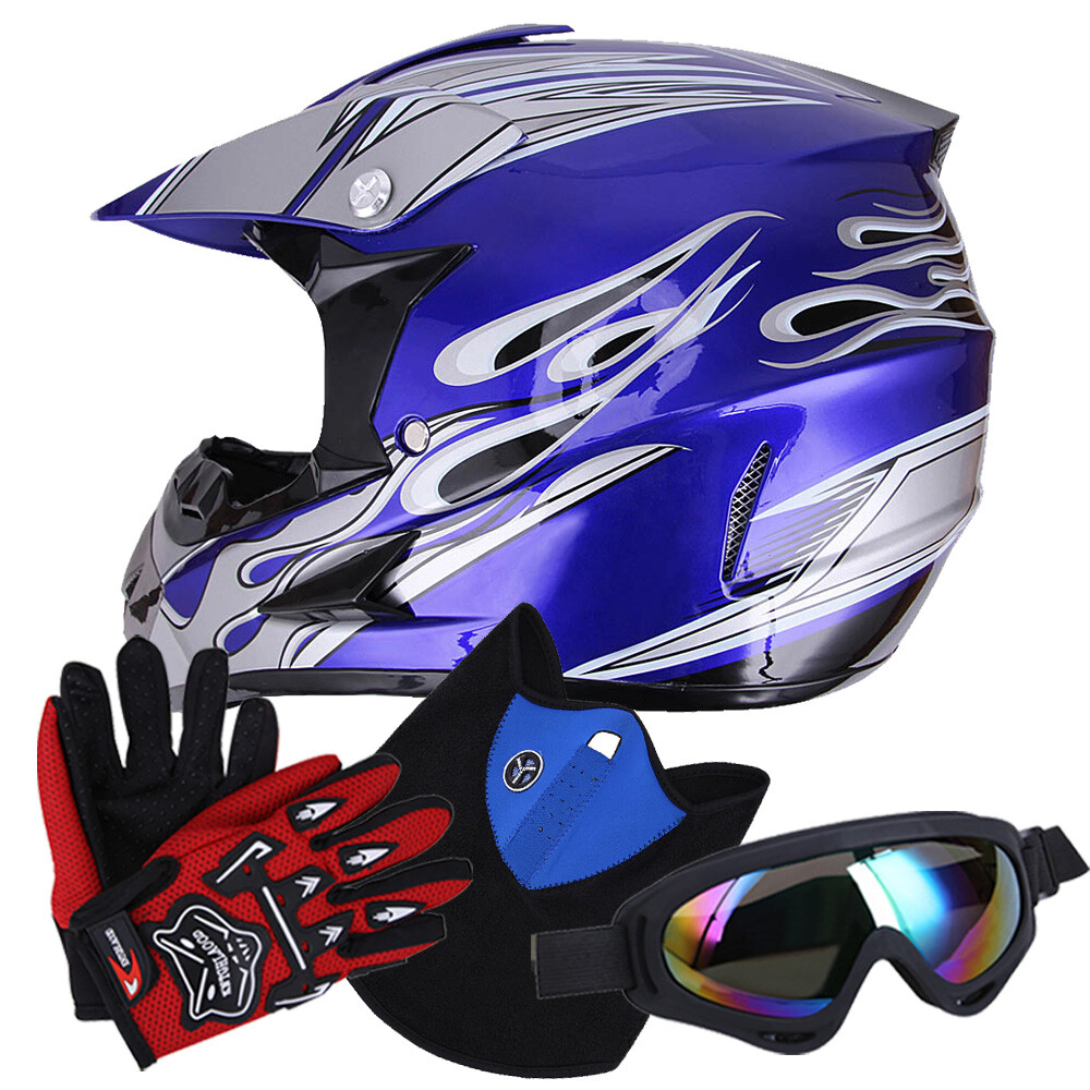DOT Adult Motocross ATV Dirt Bike MX Off-Road Helmet + Goggles + Gloves S/M/L/XL