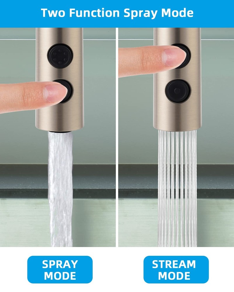 Pull Out Sink Sprayer Head Replacement,2 Function Kitchen Faucet Head 11 Adapter