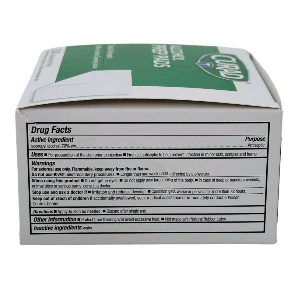 200 Count Curad Medium Alcohol Prep Pads, Individually Sealed