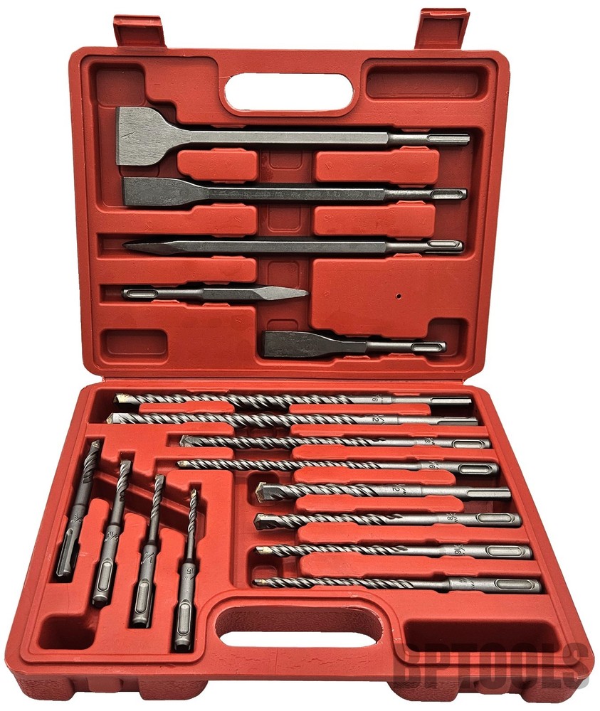 17pc Drill Bits & Chisel SDS Plus Rotary Hammer Bit Set Fits Bosch & Hilti Tools
