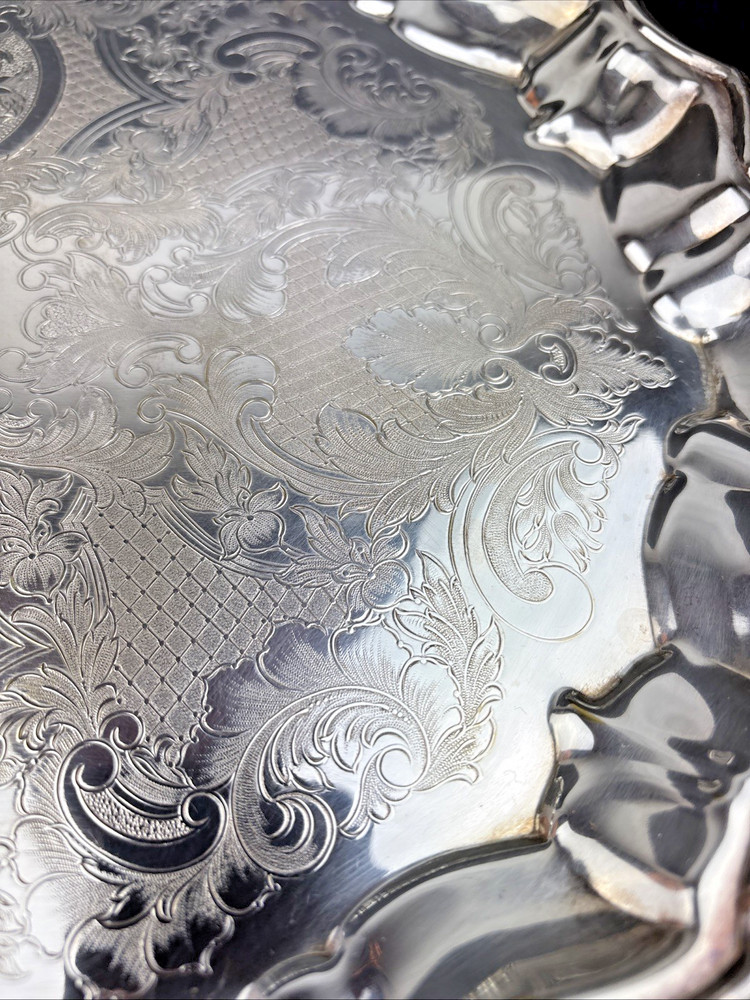 Vintage W&S Blackinton Oval Footed Silver Serving Tray 14 x 11" ~ FREE SHIPPING