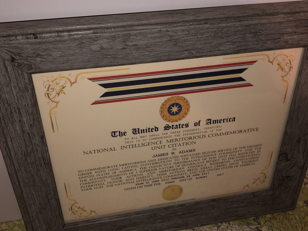 NATIONAL INTELLIGENCE MERITORIOUS COMMEMORATIVE UNIT CITATION CERTIFICATE Type-1