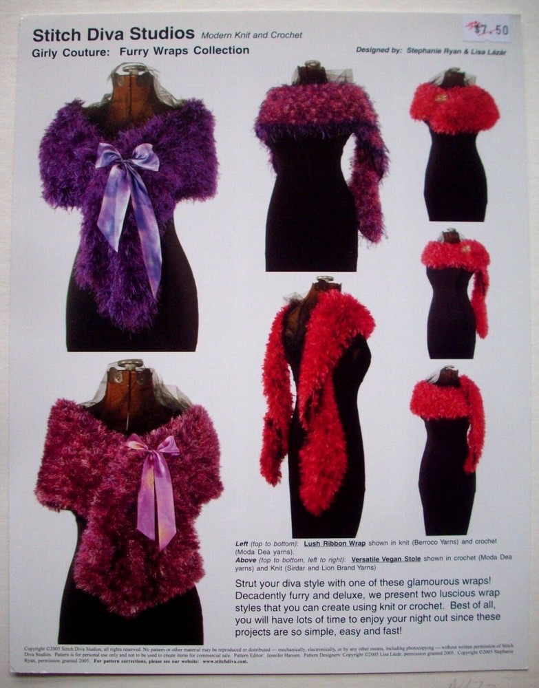 Furry wrap shawl scarf knitting pattern
